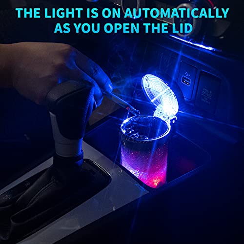 Eing Car Ashtray Portable Smoke Cup Holder Home Cigarette Ash Tray With Colorful Led Light,Ideal For Truck Office Auto #TOP3