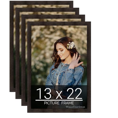 WallsThatSpeak 13x22 Espresso Brown Picture Frame for Puzzles Posters Photos or Artwork, Set of 4