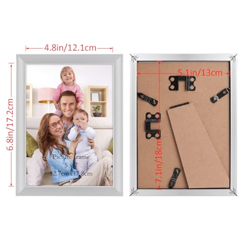Giftgarden 5x7 Picture Frame Silver Set of 7, Multi Modern 5 x 7 Silver Frames for Wall or Tabletop Display - Thumbnail 3