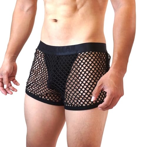 JOCKMAIL Men's Mesh Boxer Briefs Hot Low Waist Sexy Uderwer Breathable Fishnet Trunks4