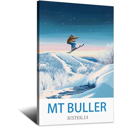 Poster de voyage vintage Mt Buller finition premium impression d'art 30x45
