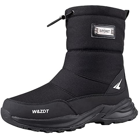 Willsky Men's Snow Boots Winter Warm Ankle Boots Zipper Non-Slip Fur Lining Casual Cotton Boots,Black,7 UK Cover