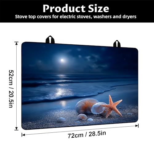 Image of BVBOX 28.5 inch x 20.5 inch Stove Top Cover Mat for Electric Stove, Non-Slip Stove Cooktop Countertop Protector Cover Pad Washable Absorbent for Kitchen Home Decoration (Ocean Night, 28.5 inch*20.5 inch)