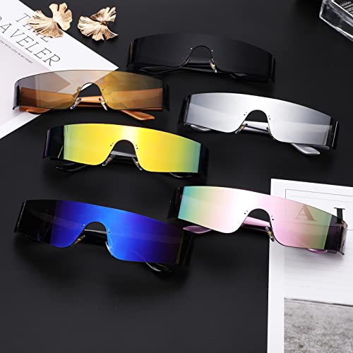 Image of COASION Wrap Around Sunglasses for Women Men Trendy Rimless Futuristic Shades Y2k Shield Flat Top Fashion Eyeglasses