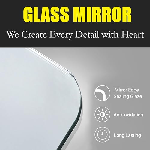 Image of Rousrie Frameless Wall Mirror for Bathroom, Glass, Modern, Clear, Rectangle, 60 x 45 Centimeters, Wall Mount (1, Capsule)