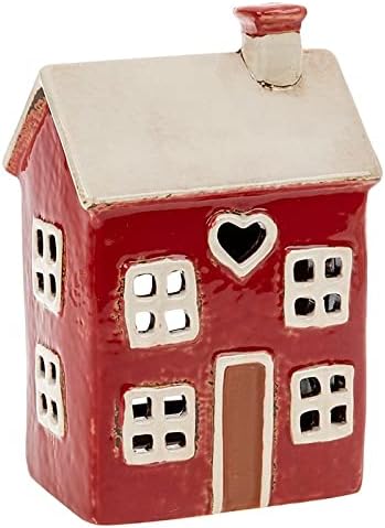 Village Pottery Heart House Red Tealight Glazed Ceramic