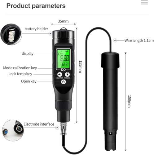 Medidor de oxígeno disuelto digital con Bluetooth para control de agua 7