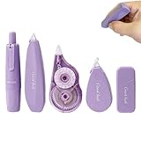 5PCS Correction Tape Set,Correction Pen,White Out Tape,Double Sided Tape Roller,Cute Design Smooth Quiet Correction Tape Mouse,Tap/e Pens,White Out,Correctio/n Tapes,Home School Office Supplies,Purple