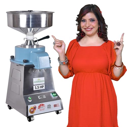 Image of Jaisinghani Group 1.5 HP Table Top Atta Chakki | Domestic Stone Flour Mill for Wheat, Multigrain, Spices | Stainless Steel Grinder for Home Kitchen Use | 7-8 Kg /Hour Grinding Capacity
