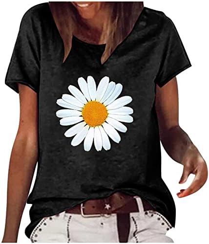 Summer Tops for Women 2023, Trendy Dressy Casual Short Sleeve Daisy Floral Print T-Shirts Shirts Loose Fit Holiday Vacation Blouse
