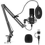 USB Microphone, MAONO 192KHZ/24Bit Plug & Play PC Computer Podcast Condenser Cardioid Metal Mic Kit...