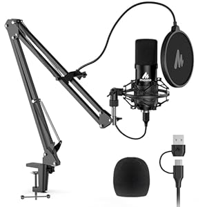 USB Microphone, MAONO 192KHZ/24Bit Plug & Play PC Computer Podcast Con...