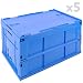 Produktbild PrimeMatik - Eurobehälter Kunststoff EuroBox klapp und stapelbarer. Stapelbox Blauer mit Deckel 60x40x32cm 5-Pack