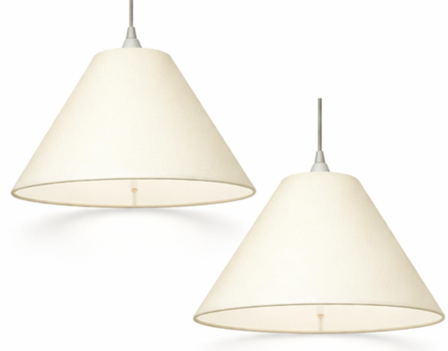 Pack of 2 Cream Lamp Shades 25cm (10") – Cotton Empire Coolie Lampshades for Table Lamps & Ceiling Pendant – E27 B22 Easy Fit, Classic Neutral Fabric