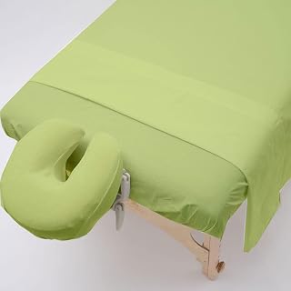 Shreem Linen Microfiber Massage Sheet Set 3-Piece for Massage Tables, Includes Massage Flat Sheet, Massage Fitted Sheet, and Massage Face Cradle Cover for Beauty Salon Spa, Sage Solid