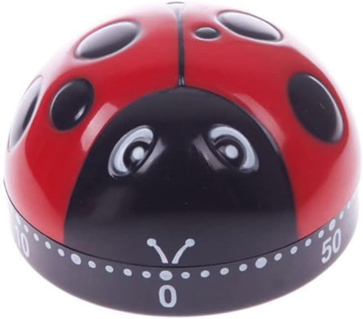 Ladybug Mechanical Cooking Timer - 60-Minute Kitchen Alarm Clock with Loud Ring
