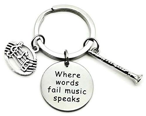 Clarinet Keychain, Music Keychain, Woodwind Instrument Keychain, Musical Instrument Keychain, Music Note Keychain, Woodwind Instrument Key Ring, Music Key Ring, Music Charm Keychain, Clarinet Key Ring