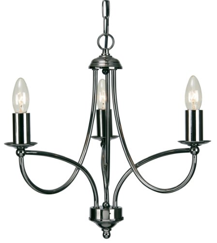 Lustre à 3 lumières boucles chrome solution plafond sombre