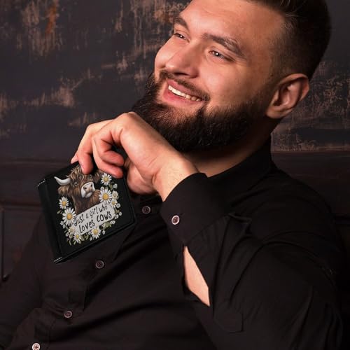 Cow Just A Girl Who Loves Cows Bifold Wallet PU Leather Front Pocket Slim Credit Card Holder Coin Purse for Women Men3