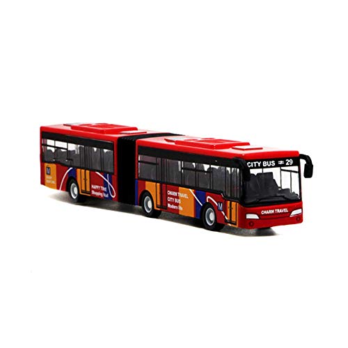 Local Makes A Comeback - Modelo de aleación de bus de versión extendida de camuflaje de sección doble, juguete de bus de simulación,Rojo