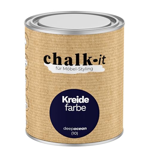 chalk-it Kreidefarbe 750ml (10) Deep Ocean Möbel Farbe Shabby Chic Holzlack Natur Vintage Look Möbellack Erfüllt EN71-3 Sicher Kindermöbel Spielzeuge