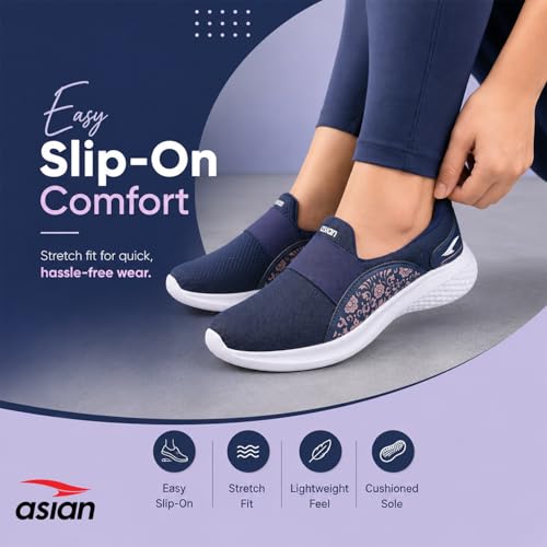 Image of ASIAN Style Walk-02 Women Walking Shoes with Memory Foam Cushion, Lightweight Slip-On Design, Breathable Upper Stylish Casual Shoes