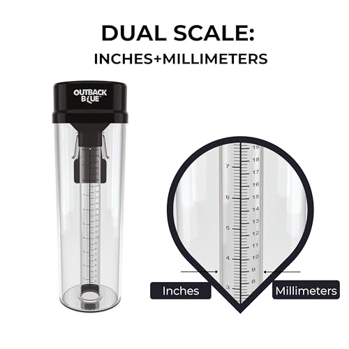 Outback Blue Professional Rain Gauge - 11" High Capacity Precipitation Measure Tool, Accurate to 0.01 Inch, Weather Resistant, Easy Read, for Garden, Farm, Meteorology - Australian Made