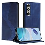 Mo-Somnus Kompatibel mit Sony Xperia 1 VI 2024 Hülle, Schutzhülle Xperia 1 VI 2024, Magnet PU Leder Tasche Handyhülle Klappbar Brieftasche Klapphülle (Blau)