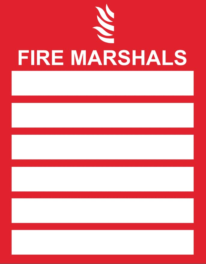 Notice Fire Marshal Names Name Safety Office V1 Warning Sign Self Adhesive Gloss Sticker A4 297mm x 210mm V8