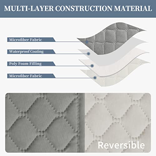 Issuntex Double Protection 100% Waterproof Sofa Covers For Living Room, Couch Covers For 3 Cushion Couch Sofa, Reversible Furniture Protector Sofa Cover For Dogs, Pets, Kids (Sofa, Light Gray/Ivory) #TOP3