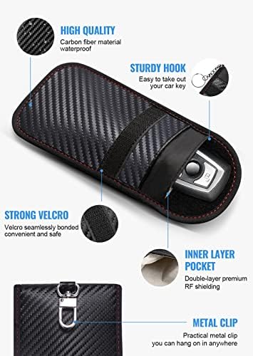 lanpard Faraday Pouch for car Keys, 2 Pack Faraday Bag, Key Signal Blocking Pouch, RFID Blocker for Keyless Entry Remote, Anti-Theft Remote Entry Keyless Protect Black,M - View 8