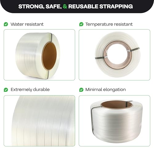Composite Cord Strapping Roll 1” x 1312’, 8" x 8" Core Size, 1730 lbs Break Strength - Heavy Duty Strapping - Rust-Free & Weatherproof Cord Strap Coil with Re-Tightening Option by IDL Packaging - Thumbnail 4