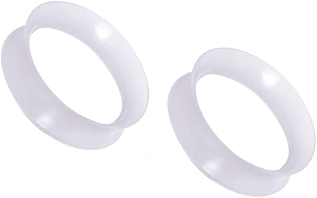 Pierced Owl - Clear Ultra Thin Double Flared Silicone Saddle Tunnel Plugs, Sold as a Pair
