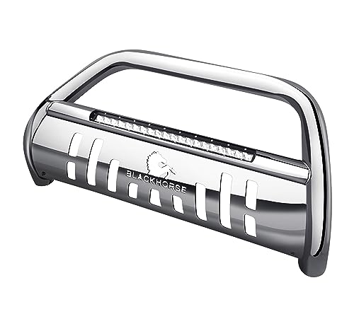 Black Horse Beacon Bull Bar Skid Plate Stainless Steel Compatible with 2016-2023 Toyota Tacoma-BE-TOTAS