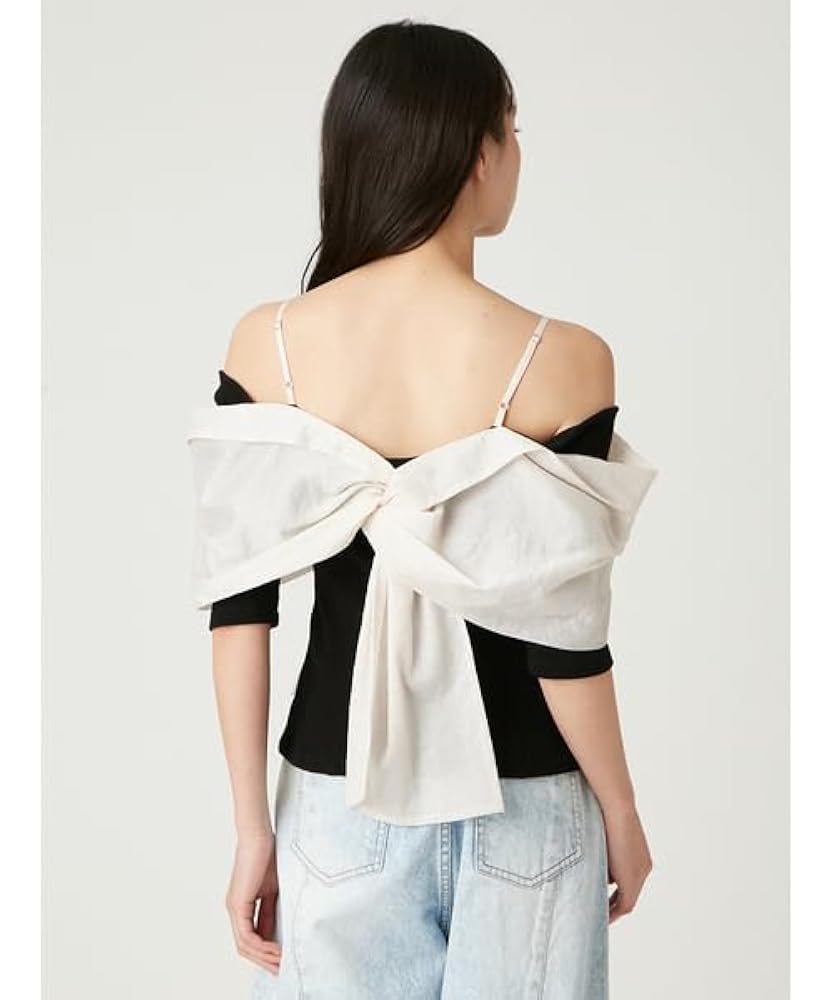 FRAY I.D ノットデザインカットコンビトップス　ホワイト FRAY I.D｜ノットデザインカットコンビトップス | Rakuten