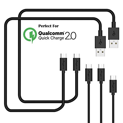 USB Cables, Anypro 5 Pack (3m2,1m2,0.3m) Micro USB Cables Data Cord, High Speed USB 2.0 A Male to Micro B Sync for Android, Samsung, HTC, Nokia, Sony, LG, BlackBerry, Motorola, Black