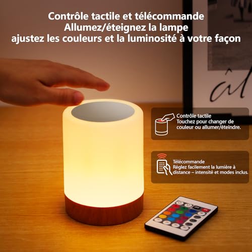 Lampe de chevet LED RGB tactile rechargeable USB-C VKH