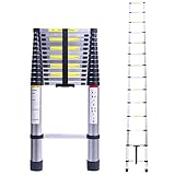 Terokota 16.4FT Tall Telescoping Ladder, Extension Collapsible Ladders, Aluminum Lightweight Telescopic Ladder for RV, Loft, Home & Attic, 330LB Capacity