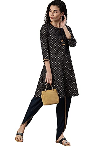 Image of INDO ERA Women's Solid Viscose Rayon Flared Kurta with Pant Set (IE26KS5NB1754)
