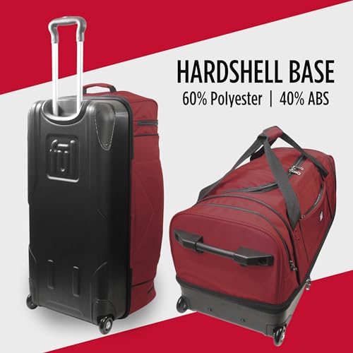 FUL Workhorse 30-Inch Rolling Duffel Bag, Split-Level Travel Luggage with Hardshell Base and Wheels, Navy4