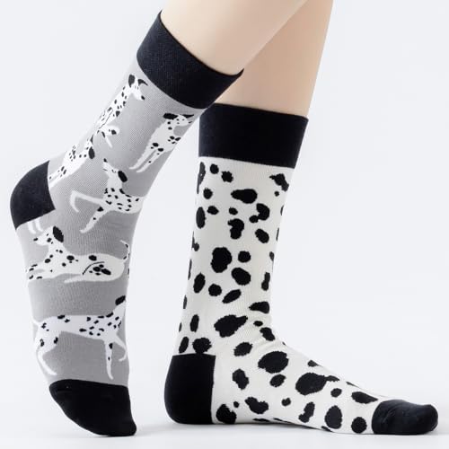 Image of 2 Pairs Cartoon Animal Crew Socks Fun Cotton Mid Calf Socks for Women