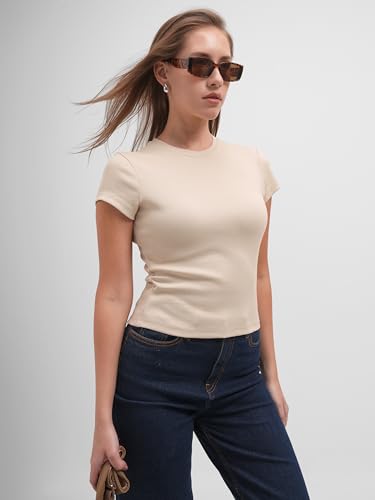 Image of Tokyo Talkies Women Pure Cotton Tops for Woman|Regular Fit Slim fit Crop Tops for Women Western|Top Tshirt for Women Stylish Western|Suitable for Casual and Workwear