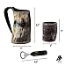 FENRIR Viking Drinking Horn Mug Set 16 oz – Gifts for Men, Dad, Husband – Unique Viking Gift – Handmade Real Ox Horn Cup with Shot Glass & Opener – For Beer, Ale, Mead (Natural Finish)