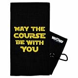 Wolf Golf Towels May The Course Be with You Golf Towel | Embroidered in USA | Golf Accessories for Men or Women