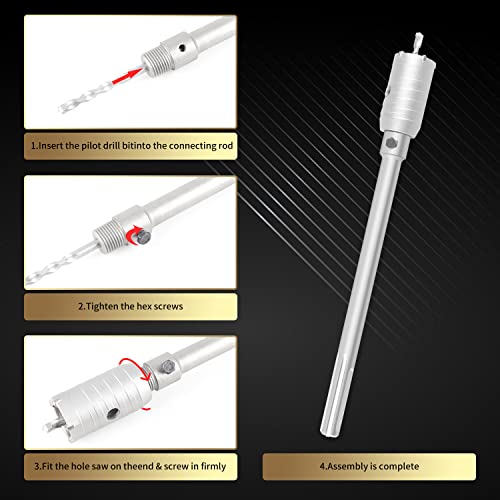 Cprosp Concrete Hole Saw Kit Wall Drill, Sds Plus &Max Shank Hole Saw, For Cement Brick Wall, Kit 30 40 65 80 100 Mm #TOP3