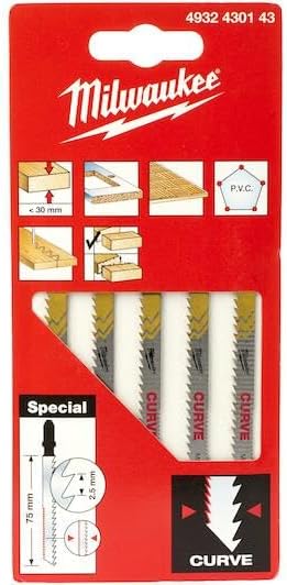 Segueta Cort.curvos con dentado trasero 75 mm paso 2.5/2.5 mm - 5uds - Jigsaw Bl.75 x 2.5 mm Curve 5 pcs