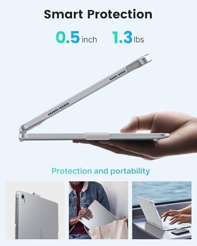 Image of typecase Flexbook Trackpad-Free Keyboard Case for iPad A16 11th /10th Gen | 360 Rotating, 11-Color Backlit Keys, Pencil Holder; Fits iPad A16 11″ (2025) & 10th Gen 10.9″ (2022), Silver