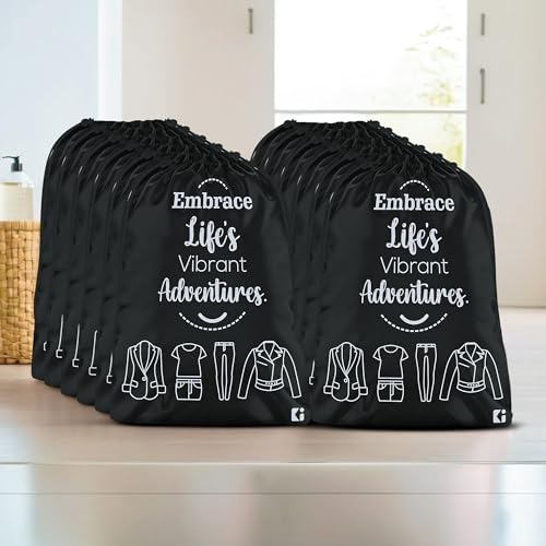 Image of Kuber Industries Pack of 12 Cloth Storage Bag | Non-Woven Storage Organizer | Travel Cloth Carrying Bag | Garments Cover for Laundry | Storage Organizer for Clothing | Medium | Black
