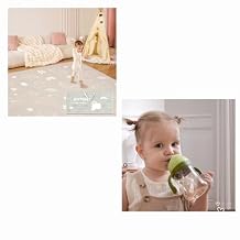 Joypony 71x59 Inch Foldable Play Mats for Babies and Toddlers & Sippy Cups for Toddlers with 4-Layer Protection