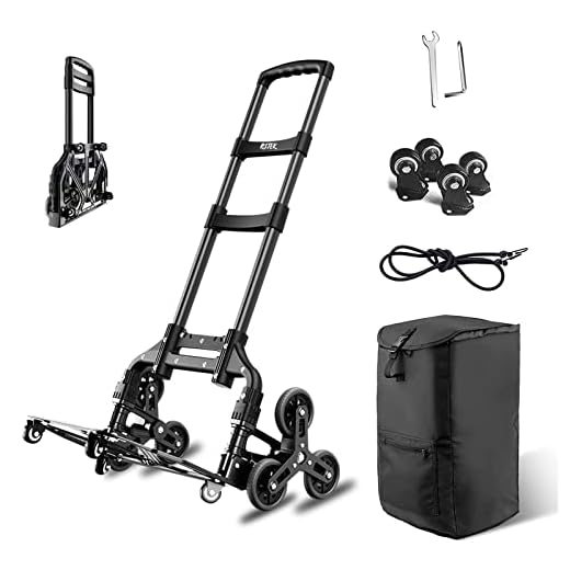 RJTEK [Material upgrading] 180 lbs Hand Truck Stair Climber Shopping Folding Grocery Cart Dolly cart Hand Truck Stair Climbing cart Heavy-Duty Lightweight Trolley with Removable Waterproof Canvas Bag